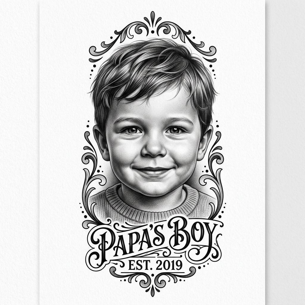 idée tatouage famille homme portrait enfant réaliste
