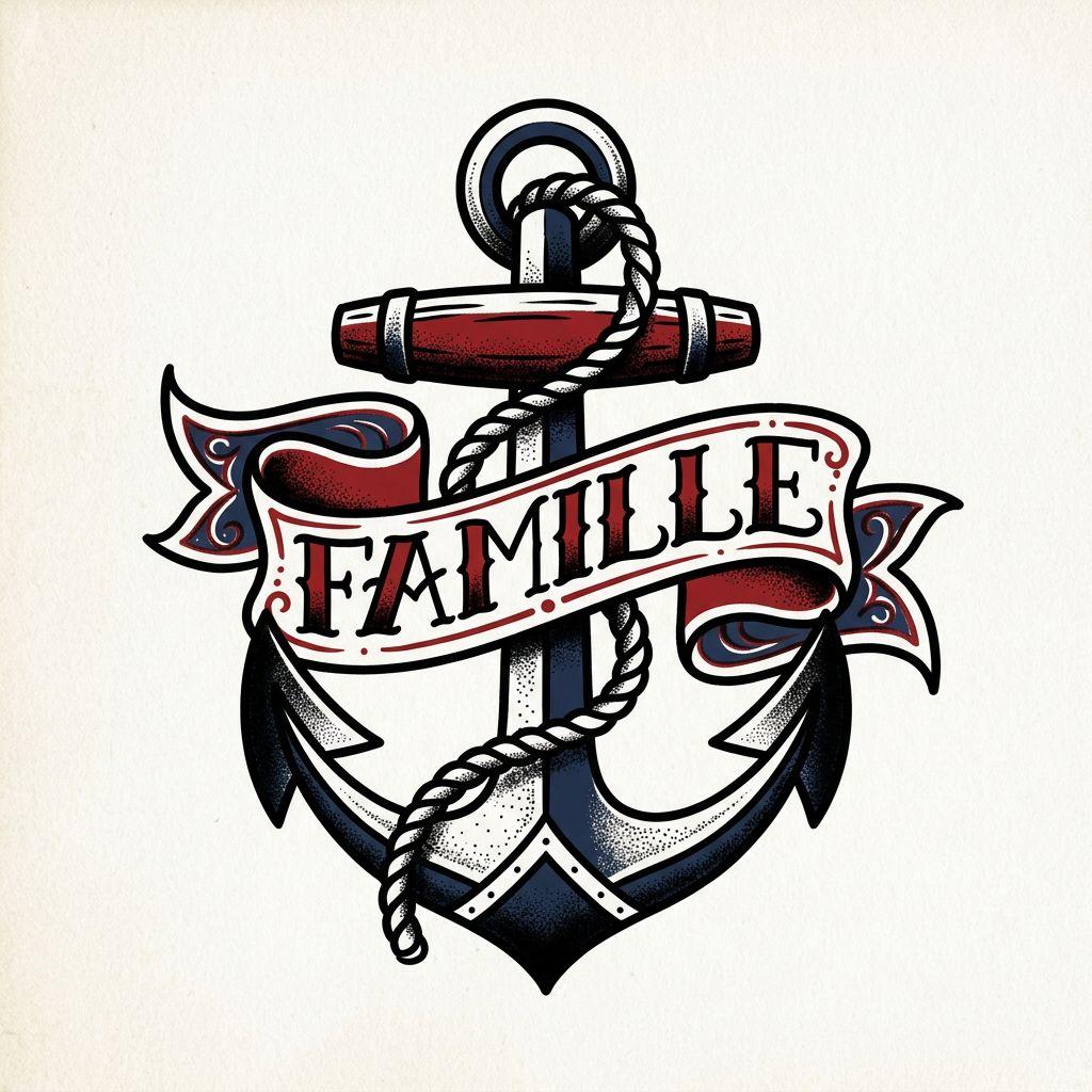 idée tatouage famille homme ancre familiale old school