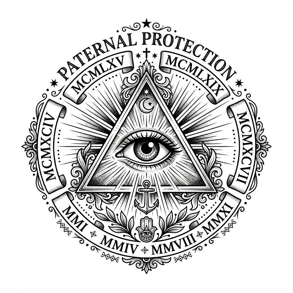 idée tatouage famille homme œil protecteur paternel