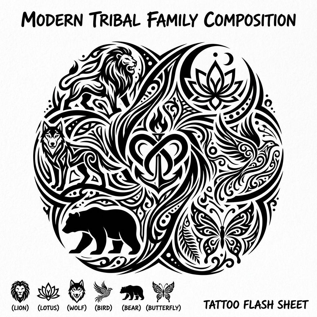 idée tatouage famille homme symbole tribal familial