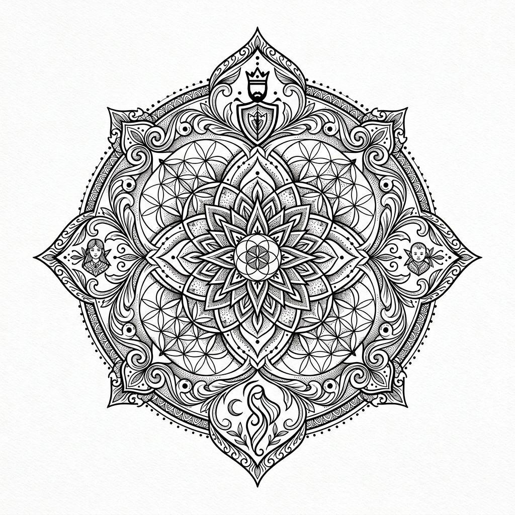 idée tatouage famille homme mandala famille ornemental