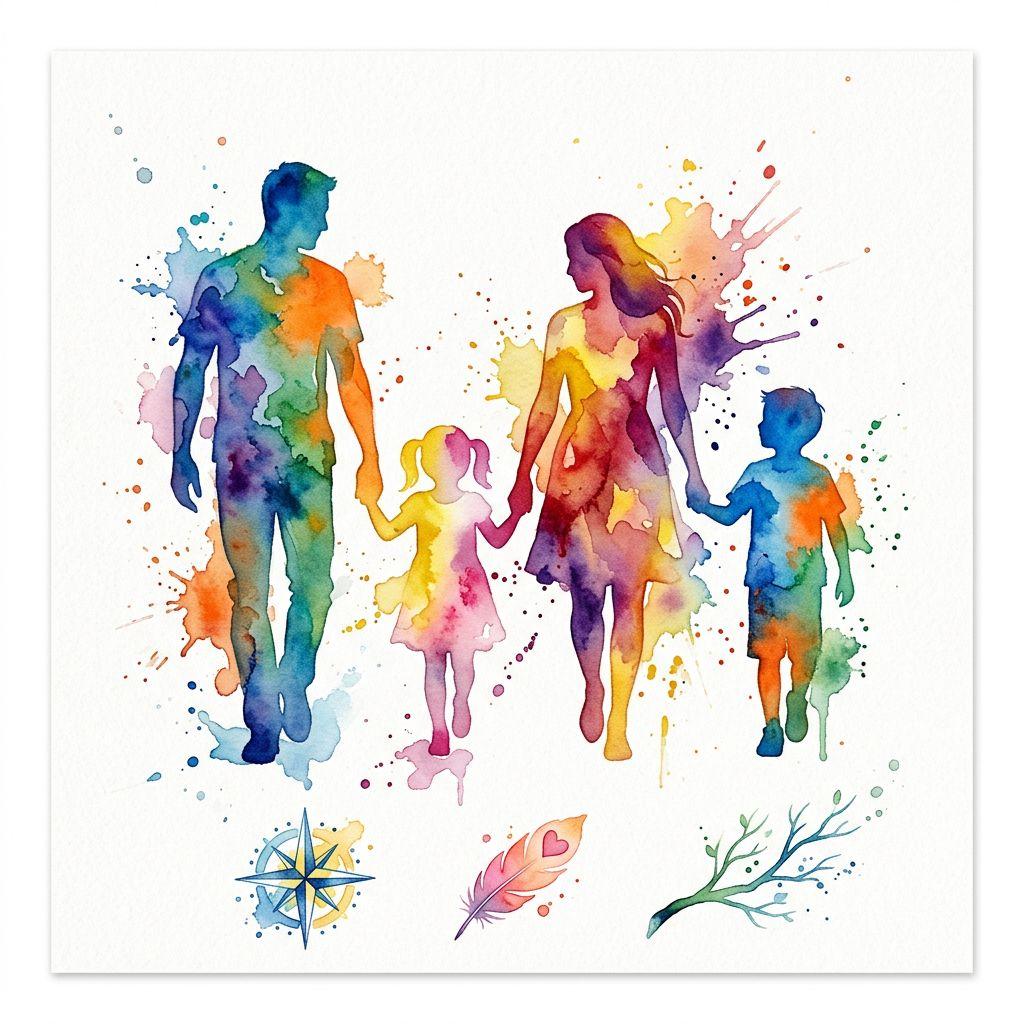 idée tatouage famille homme composition aquarelle famille