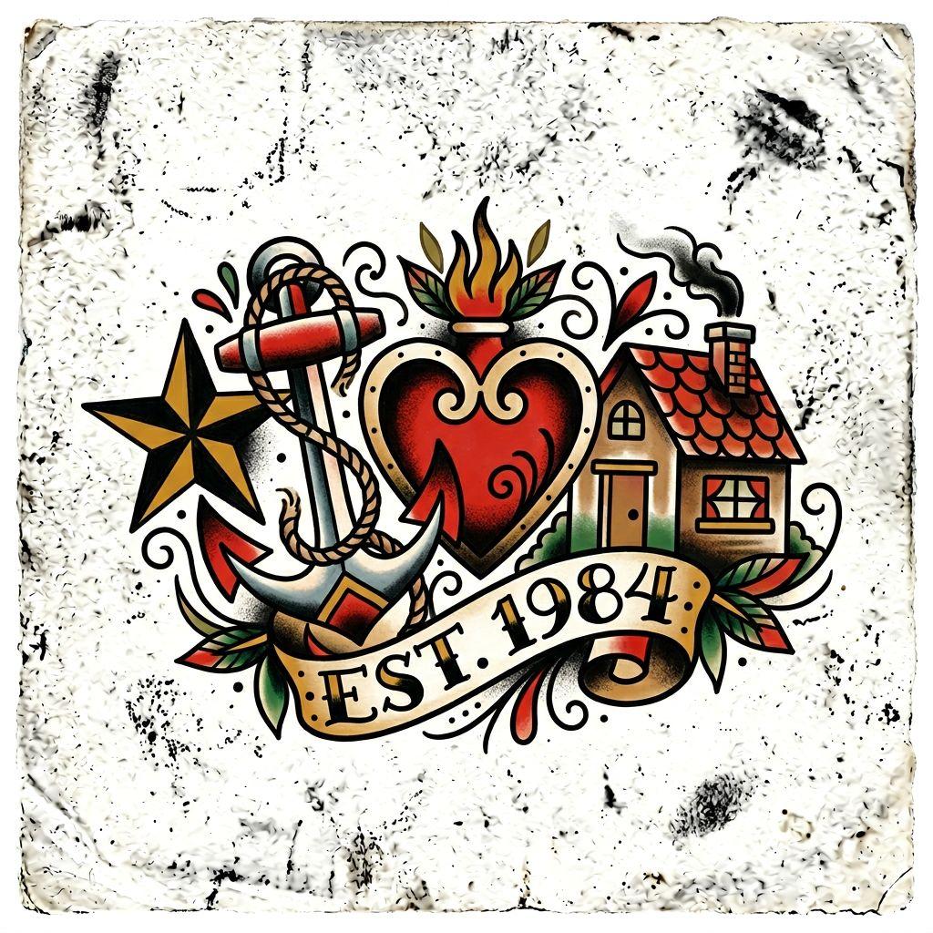 idée tatouage famille homme flash patchwork familial