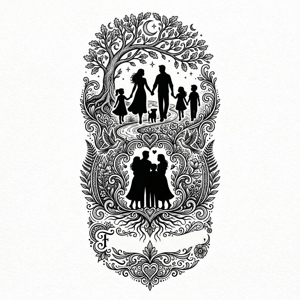 idée tatouage famille homme pièce illustrative premium famille