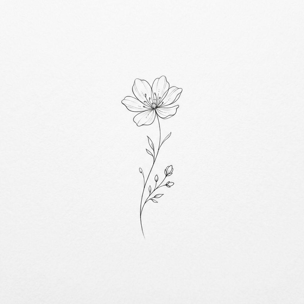 idée tatouage femme discret fleur fine line délicate