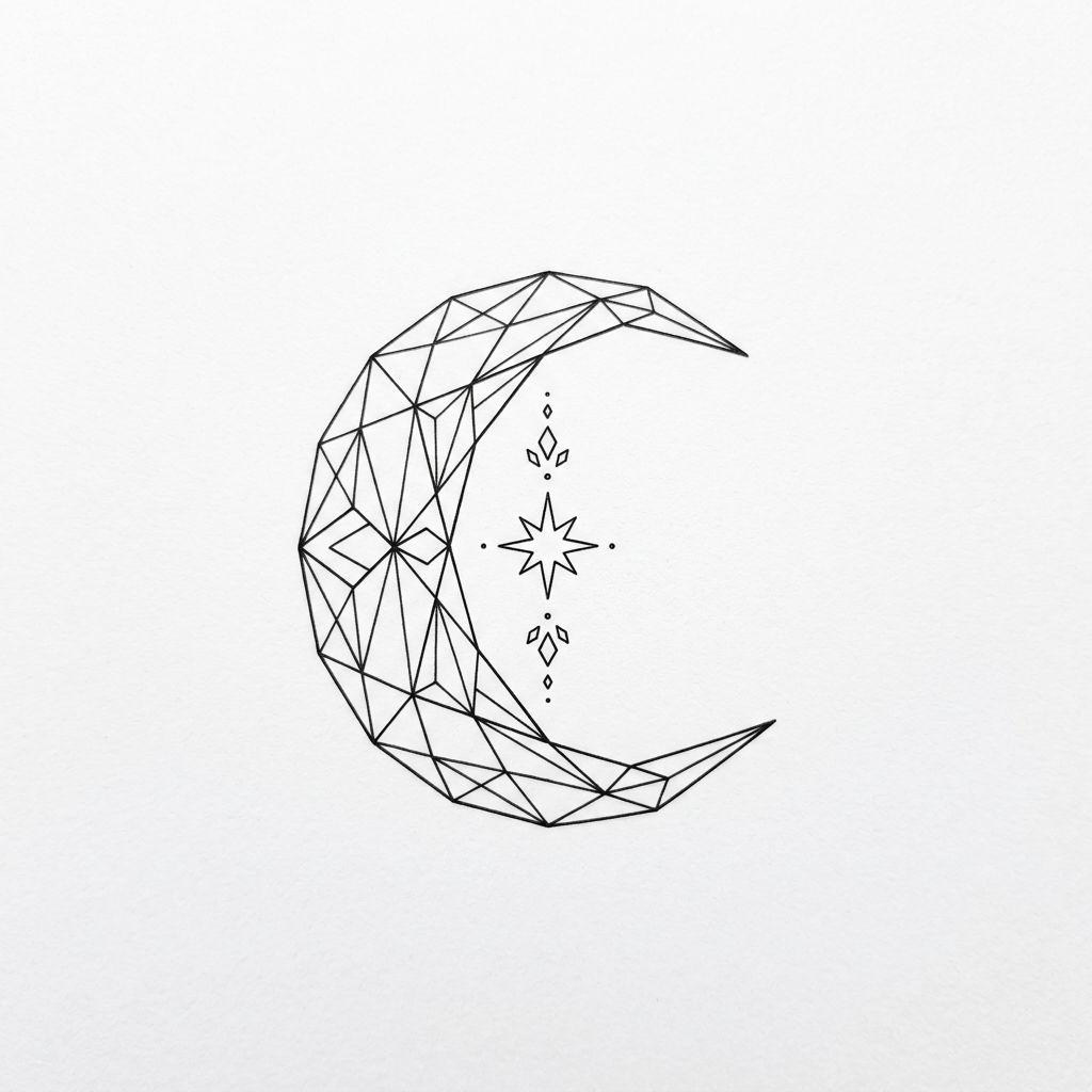 idée tatouage femme discret croissant géométrique fin