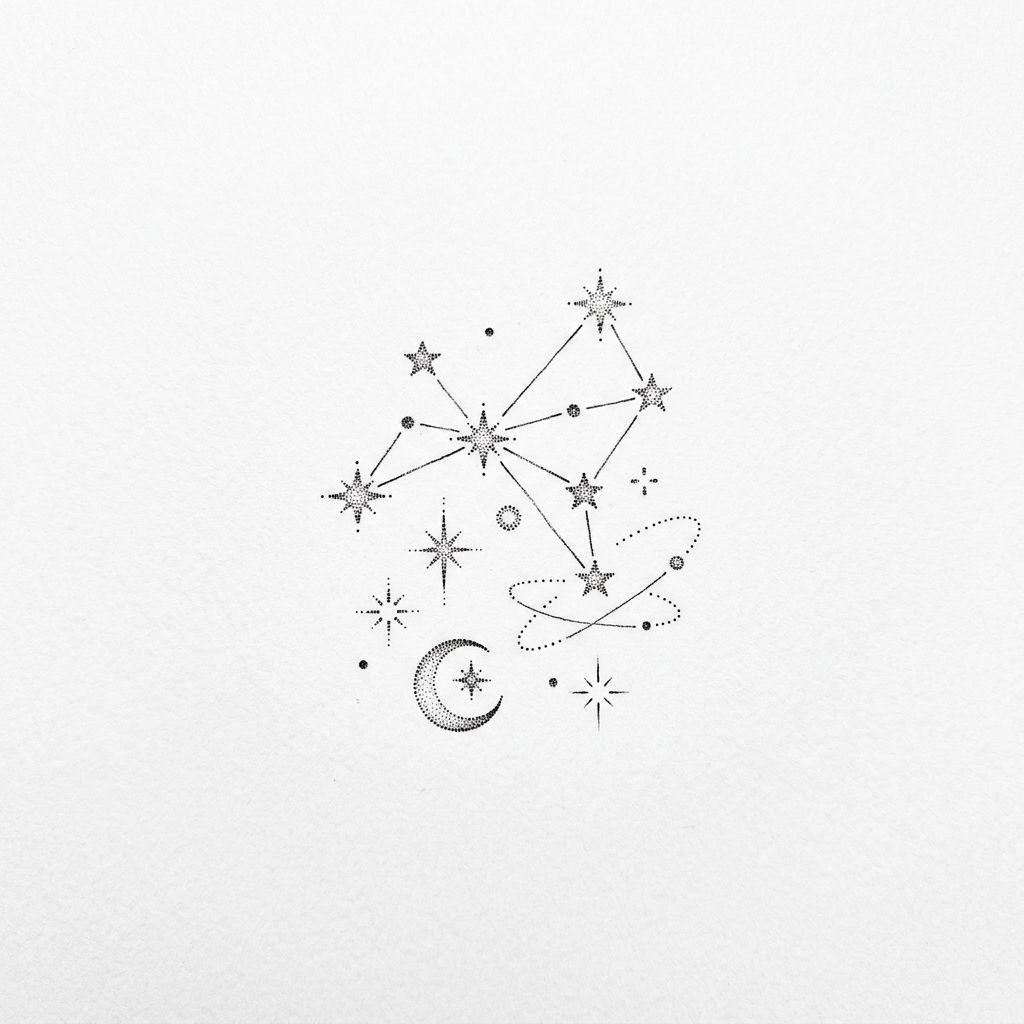 idée tatouage femme discret constellation dotwork