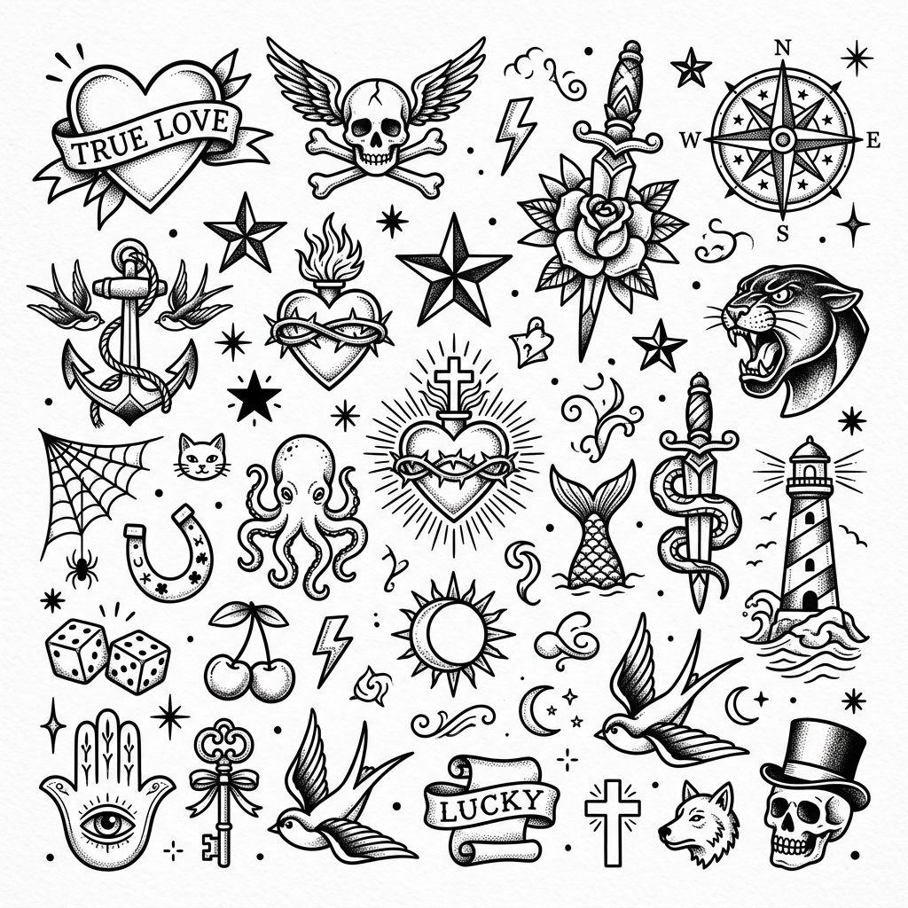 idée tatouage flash planche flash patchwork