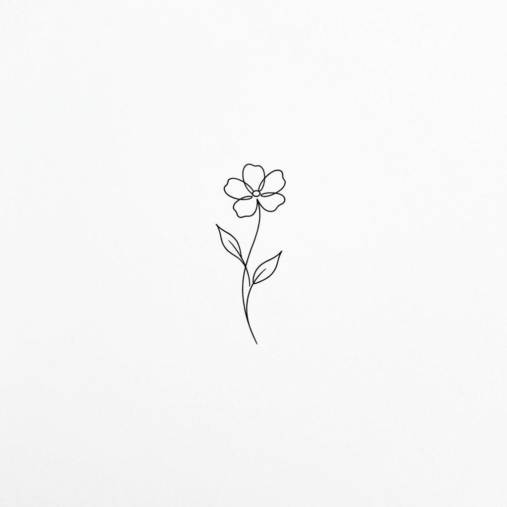 idée tatouage fleur tige fleurie minimaliste