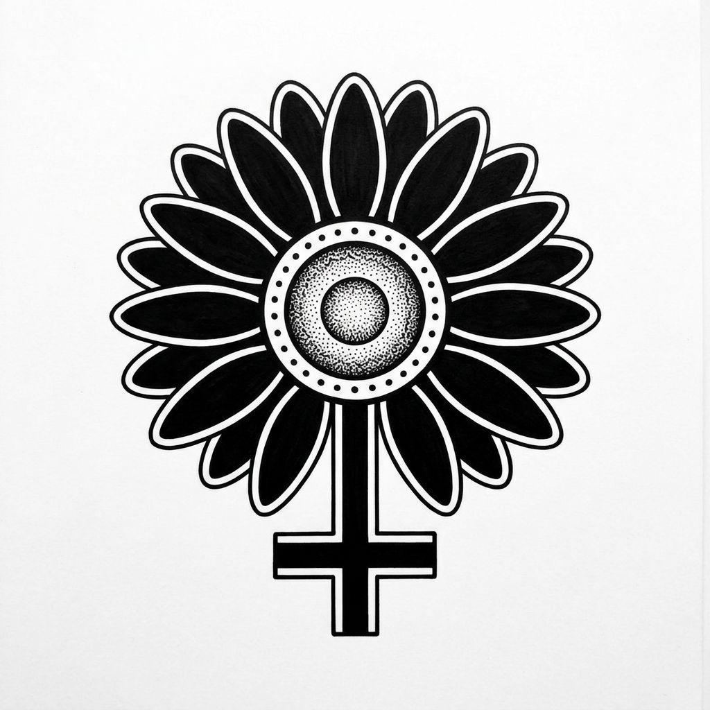 idée tatouage fleur marguerite blackwork