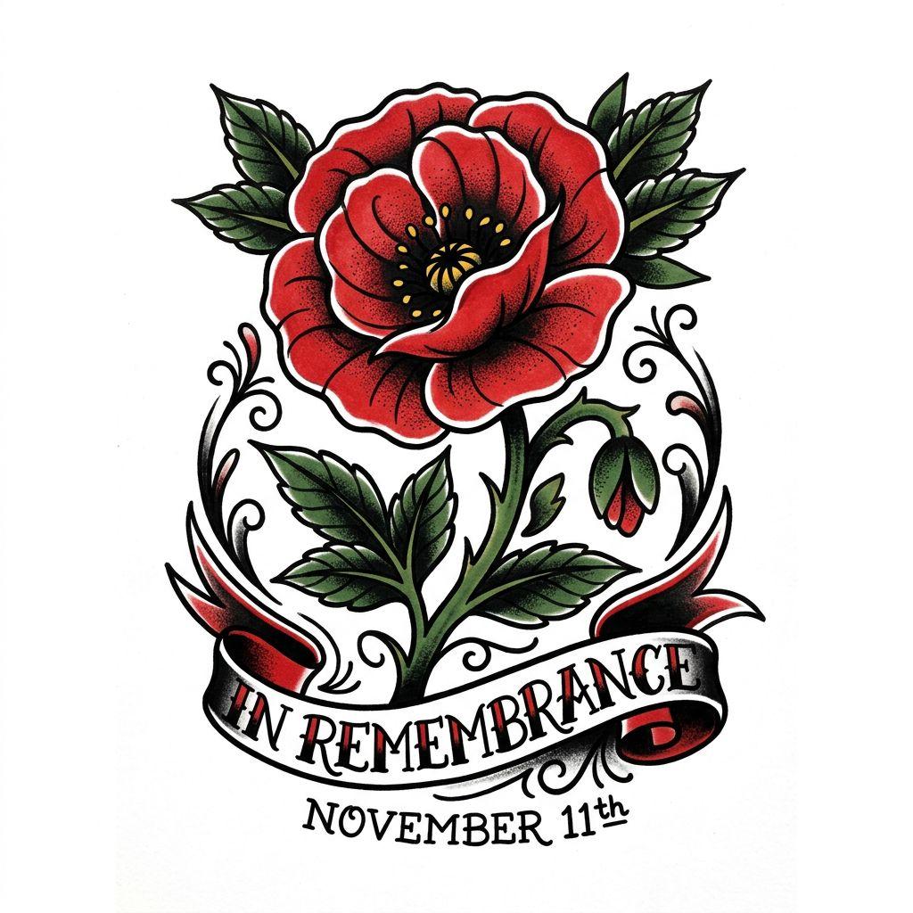 idée tatouage fleur coquelicot old school