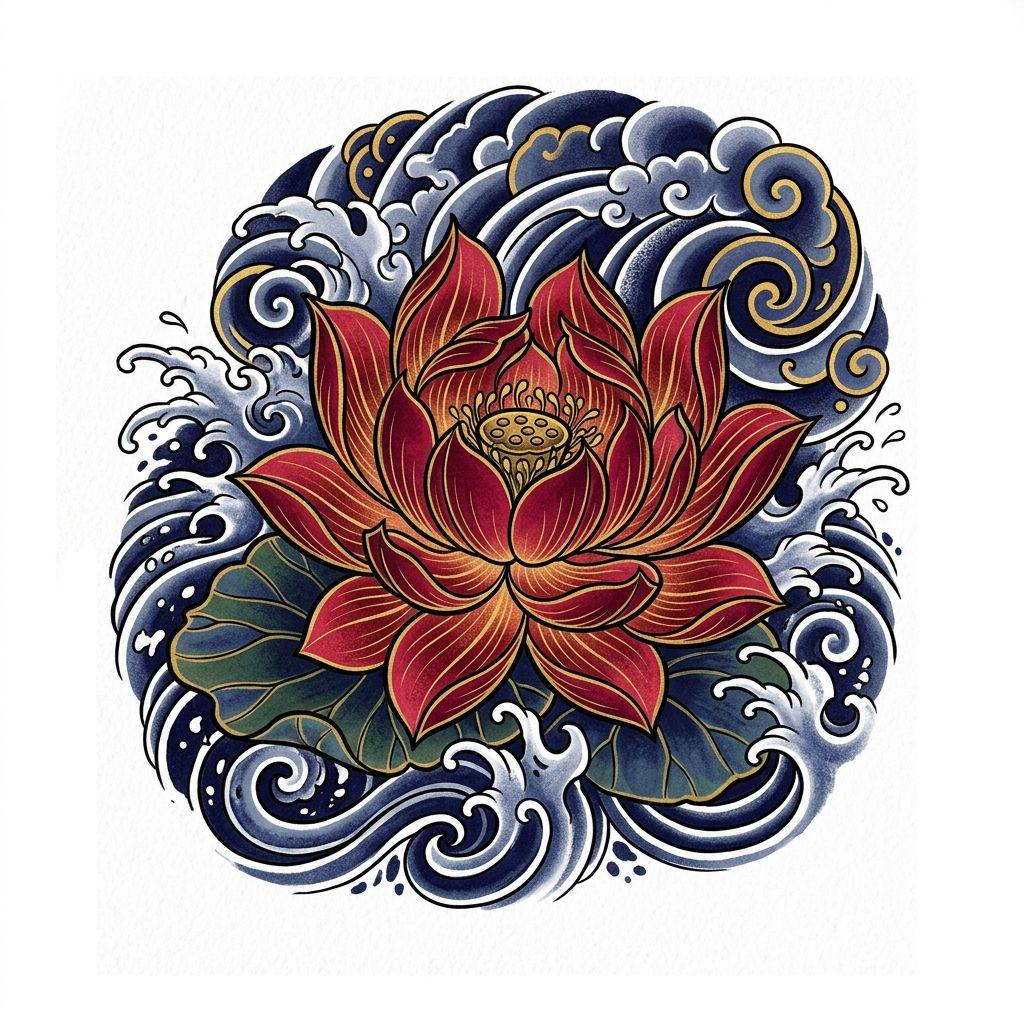 idée tatouage fleur fleur de lotus japonais