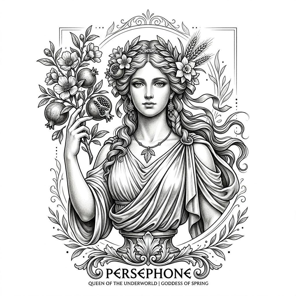 idée tatouage fleur persephone mythologique