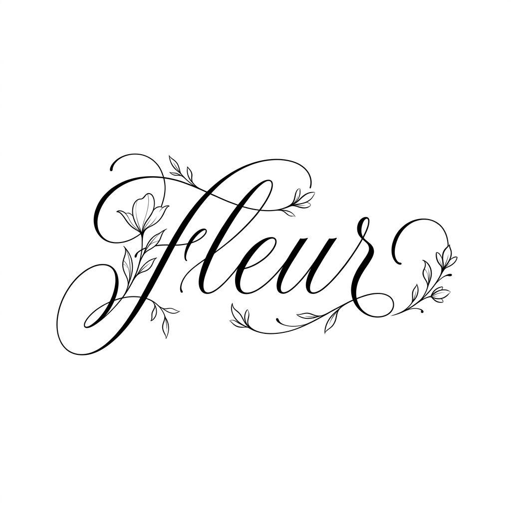 idée tatouage fleur lettrage 'fleur' cursive