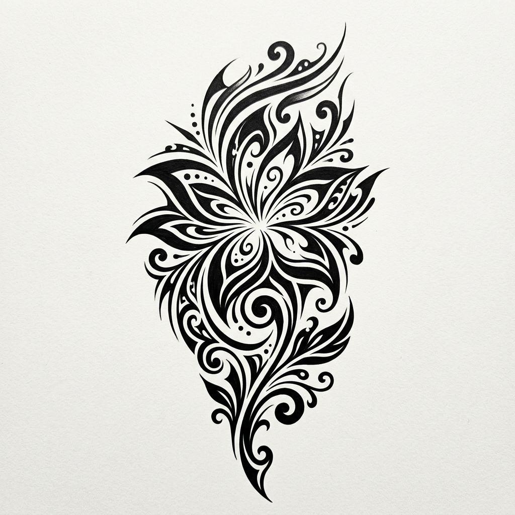 idée tatouage fleur fleur tribale moderne