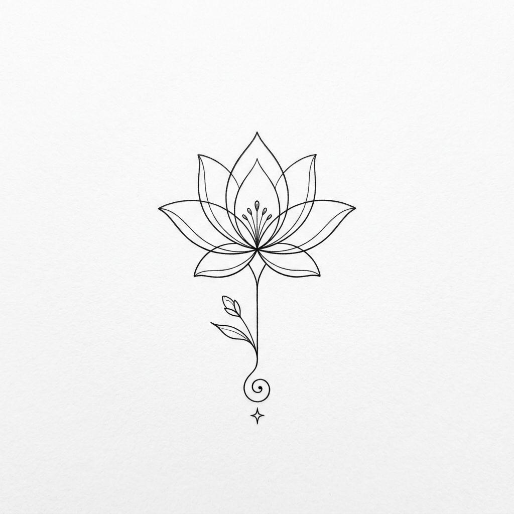 idée tatouage fleur de lotus lotus poignet délicat, design sur fond blanc