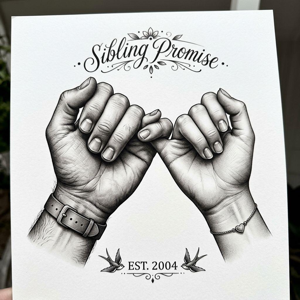 idée tatouage frère et sœur mains réalistes
