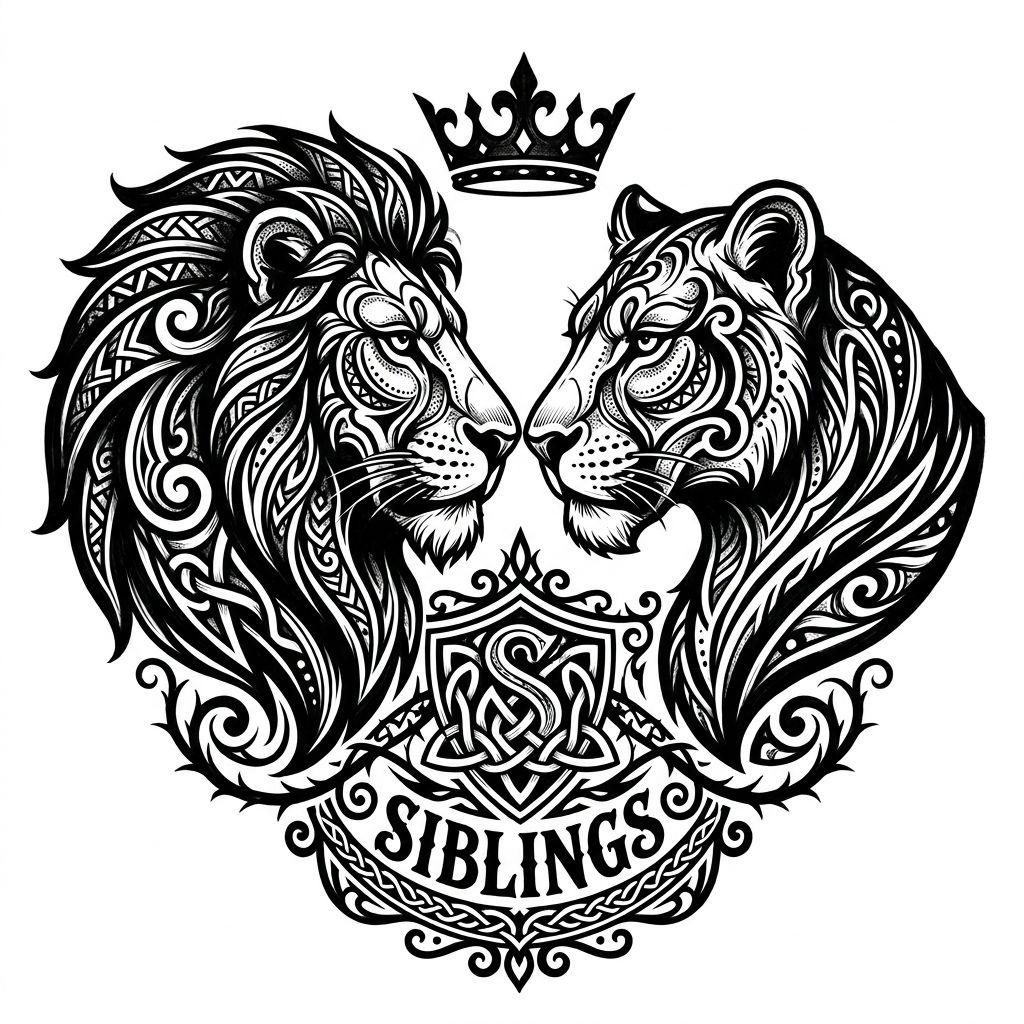 idée tatouage frère et sœur lion et lionne
