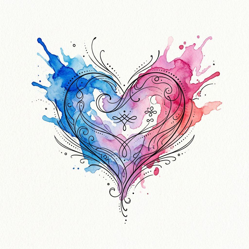 idée tatouage frère et sœur aquarelle siblings