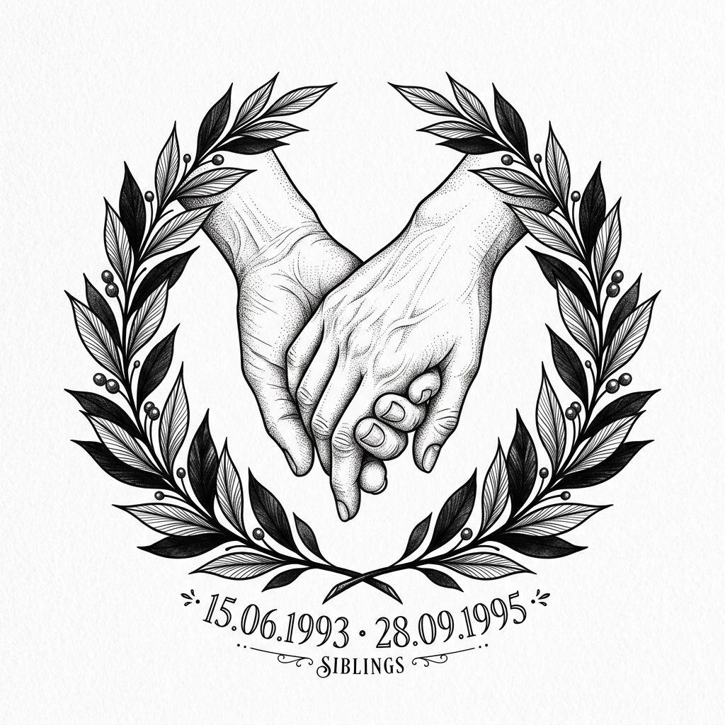 idée tatouage frère et sœur mains illustratives premium