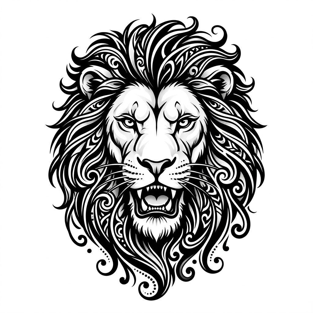 idée tatouage homme lion blackwork