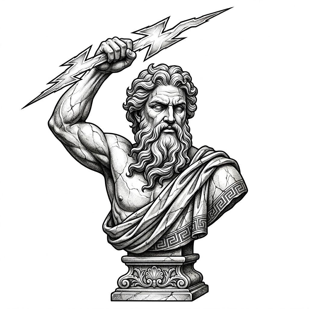 idée tatouage homme zeus mythologique