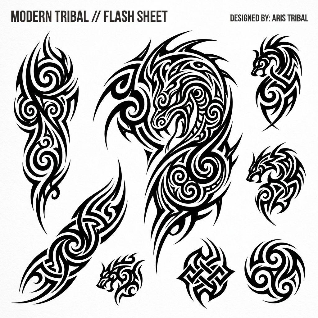 idée tatouage homme tribal moderne