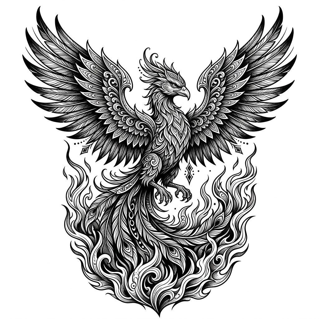 idée tatouage homme phénix artistique