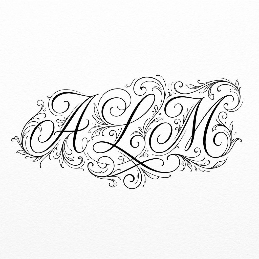 idée tatouage initiales famille initiales manuscrit élégant