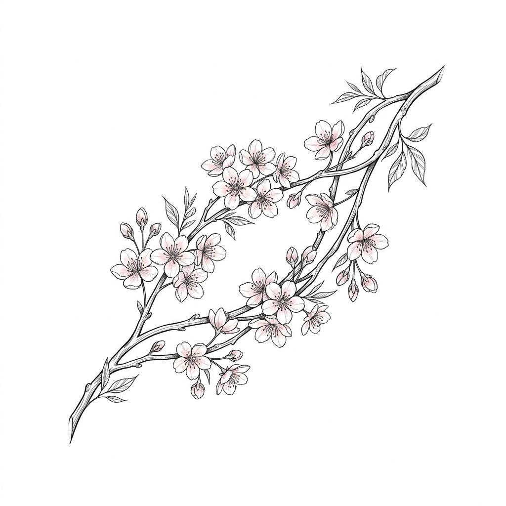 idée tatouage japonais sakura entrelace floral