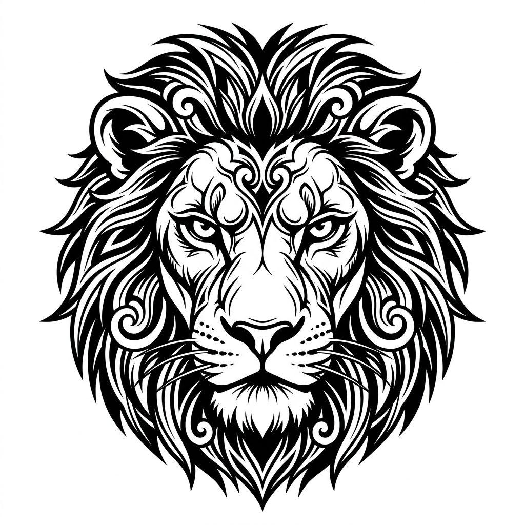 idée tatouage lion lion blackwork tete