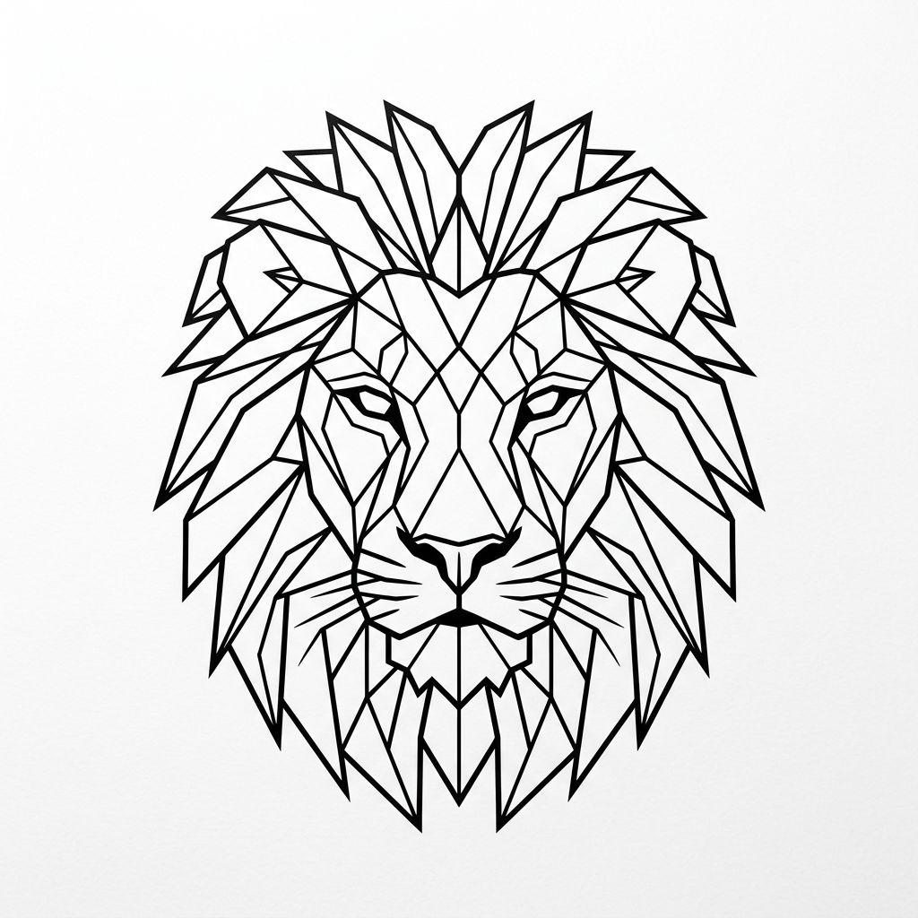 idée tatouage lion lion geometrique facette