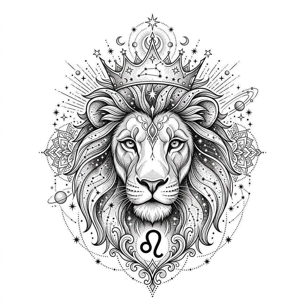 idée tatouage lion lion spirituel zodiac