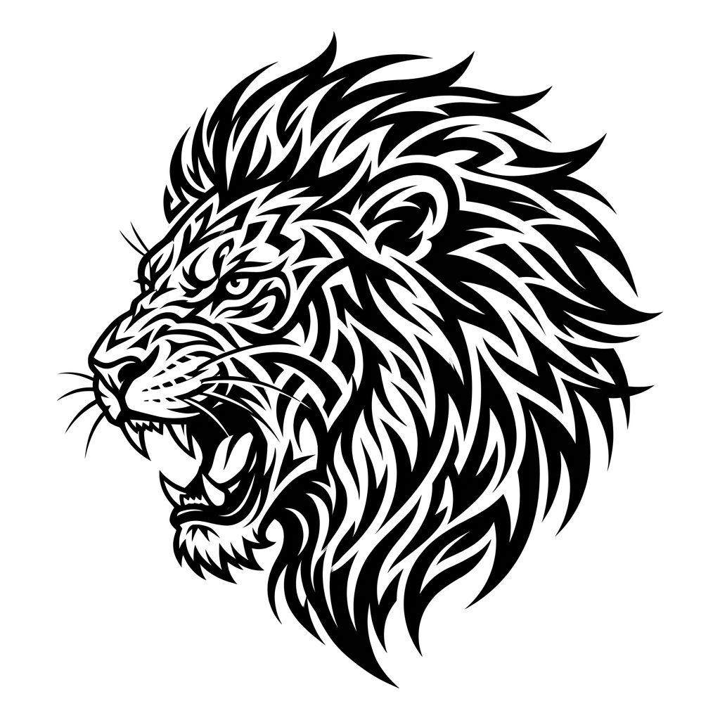 idée tatouage lion lion tribal moderne
