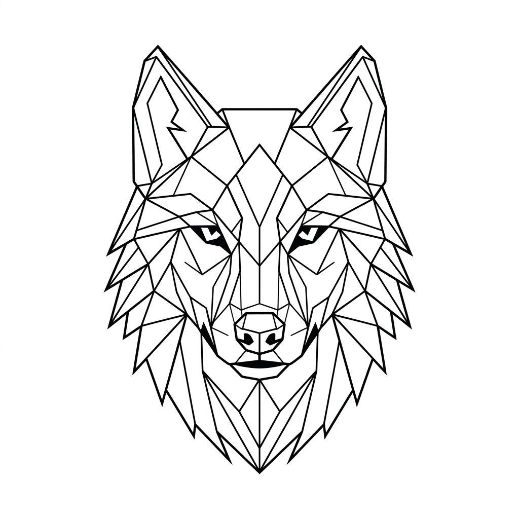 idée tatouage loup loup geometrique facette