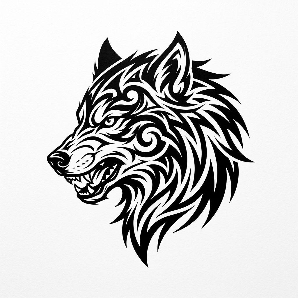 idée tatouage loup loup tribal moderne