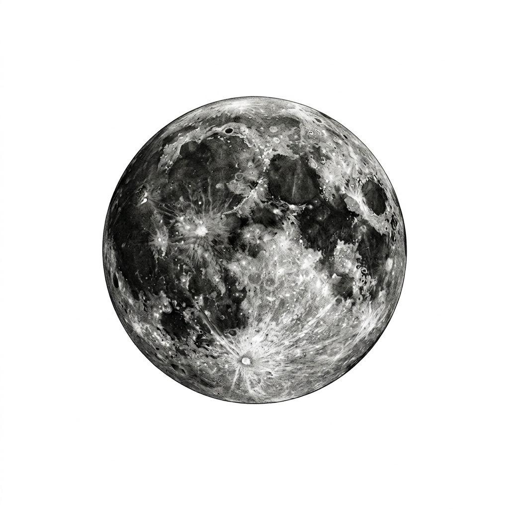 idée tatouage lune pleine lune realiste crateres