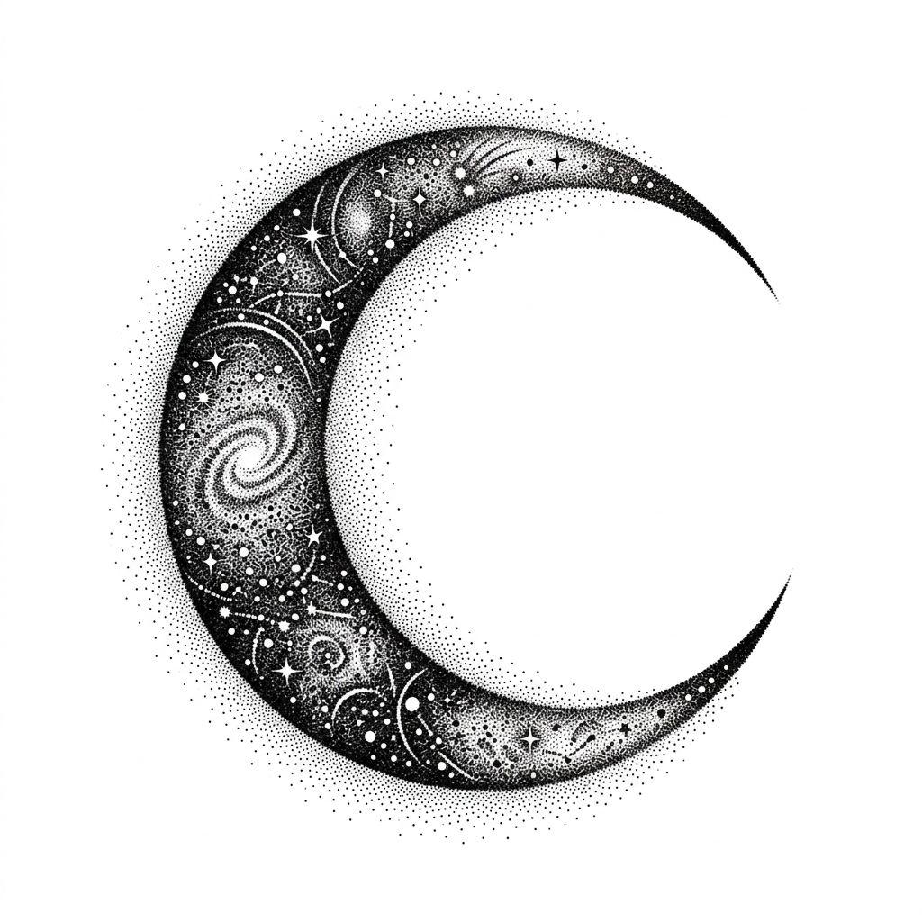 idée tatouage lune lune dotwork stippling
