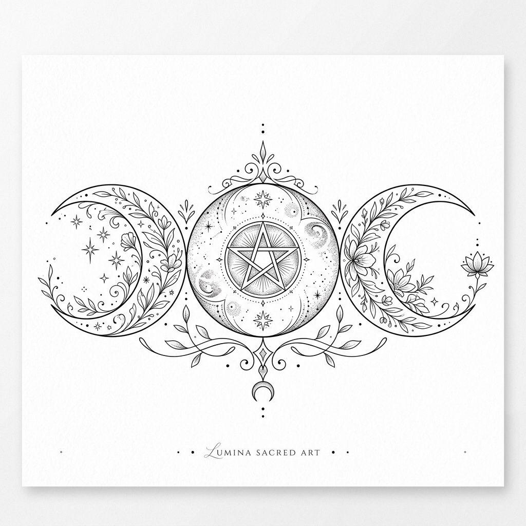 idée tatouage lune lune sacree triple