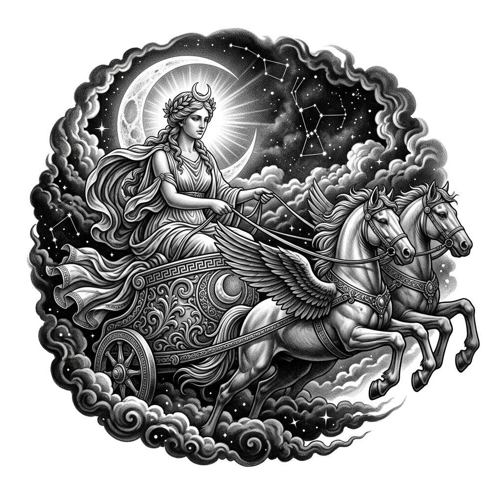 idée tatouage lune selene mythologique