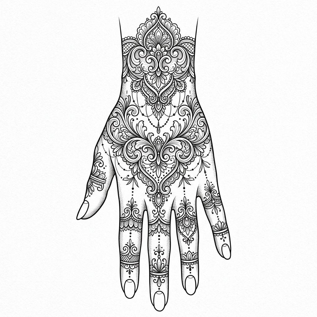 idée tatouage main femme ornemental dentelle