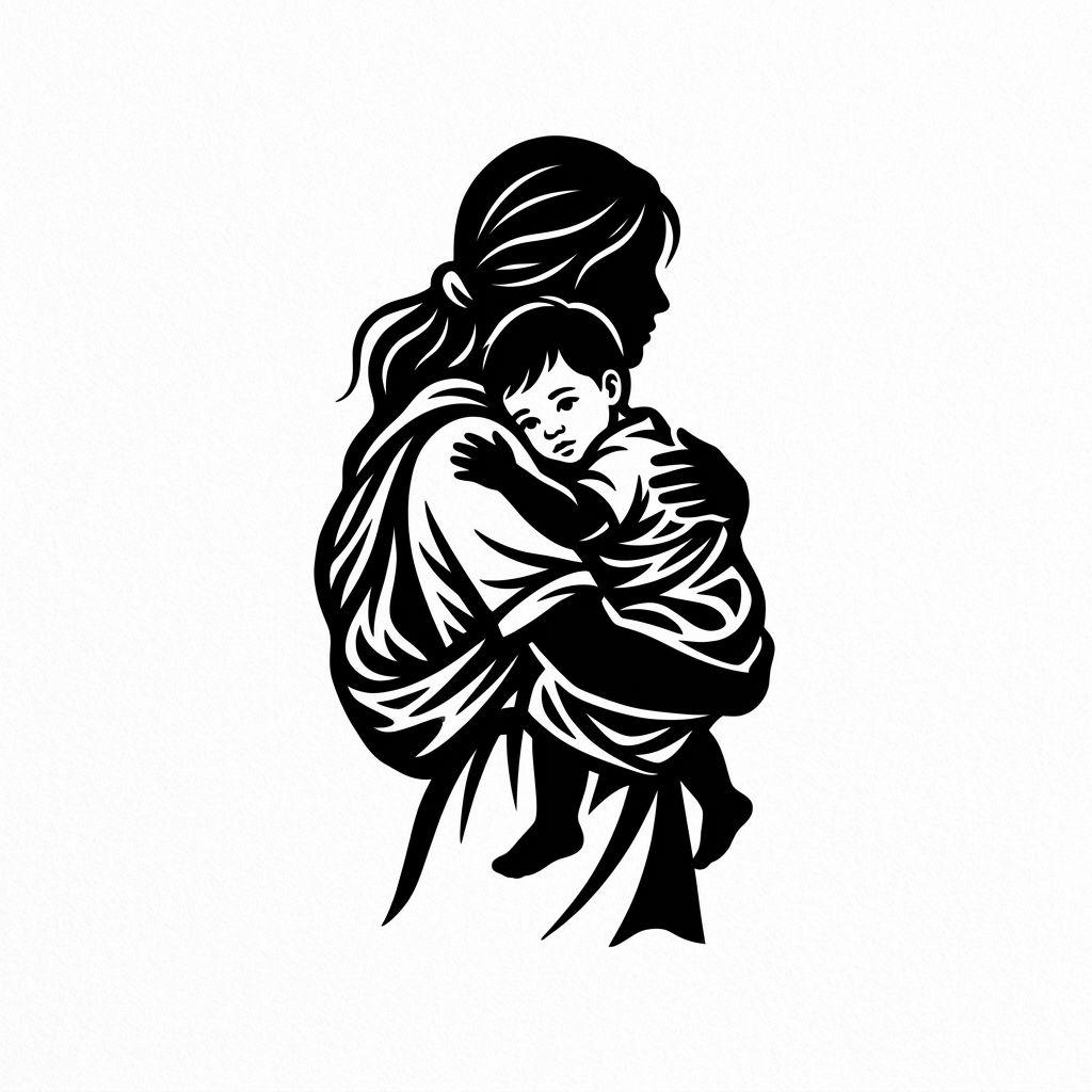 idée tatouage maman mère et enfant blackwork