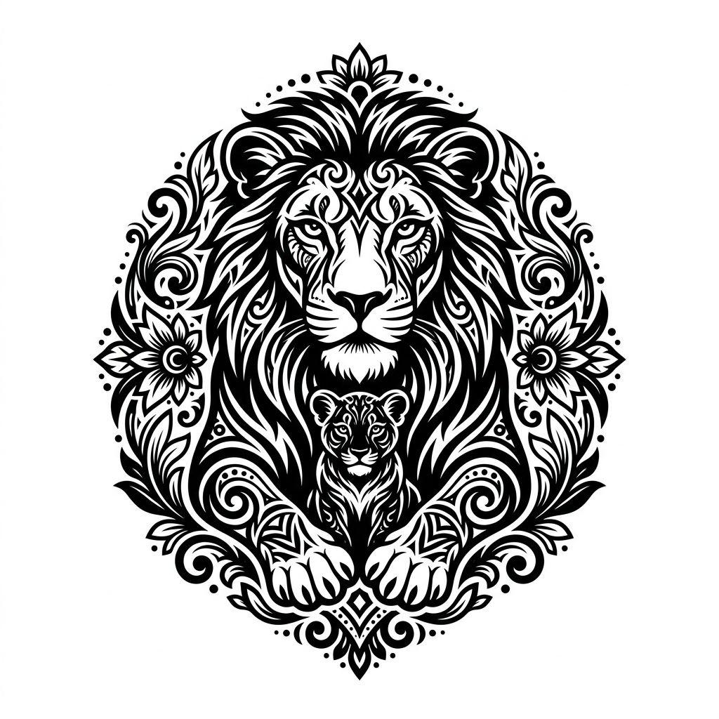 idée tatouage maman lionne protectrice