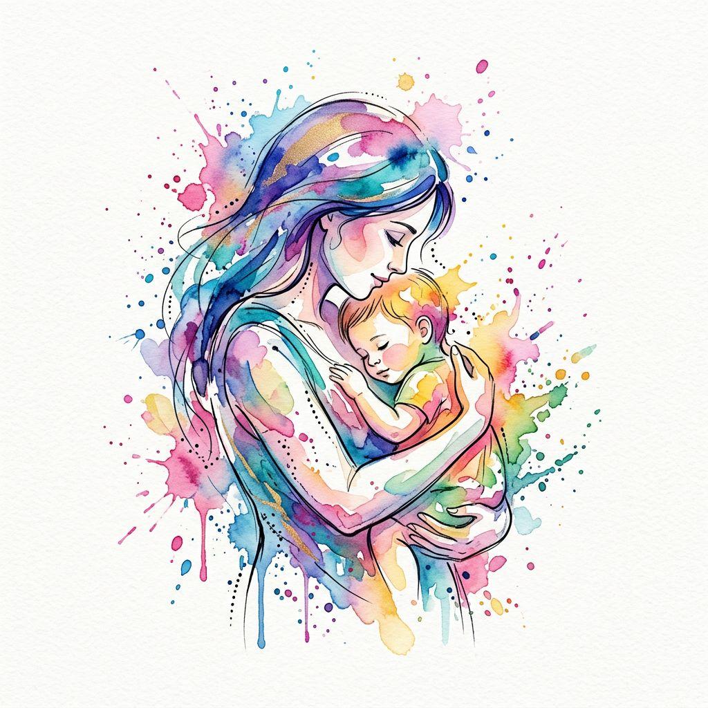 idée tatouage maman aquarelle maternité