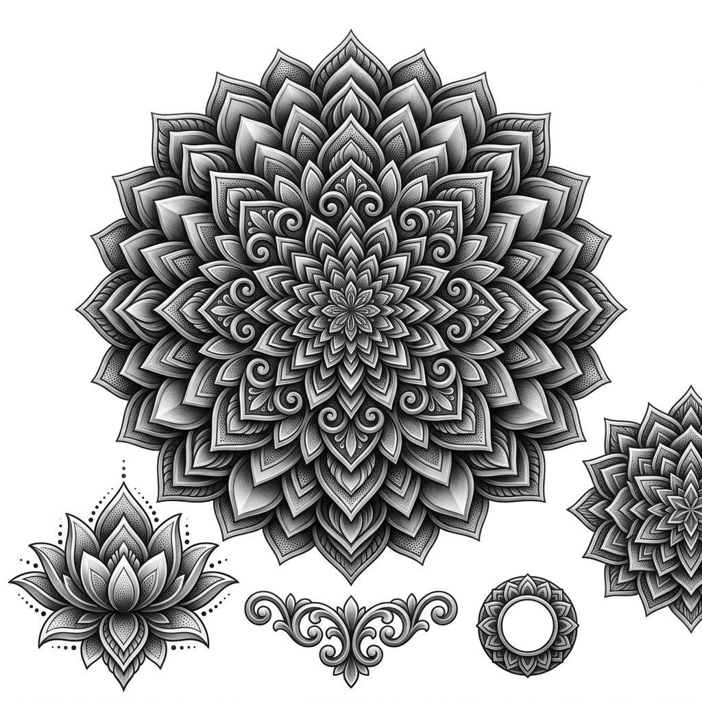 idée tatouage mandala mandala micro-réaliste