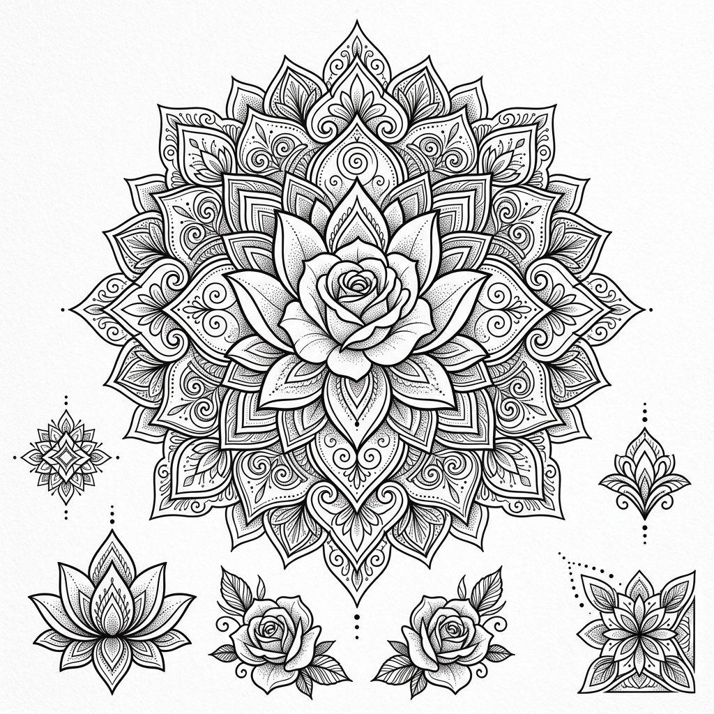 idée tatouage mandala mandala et fleur