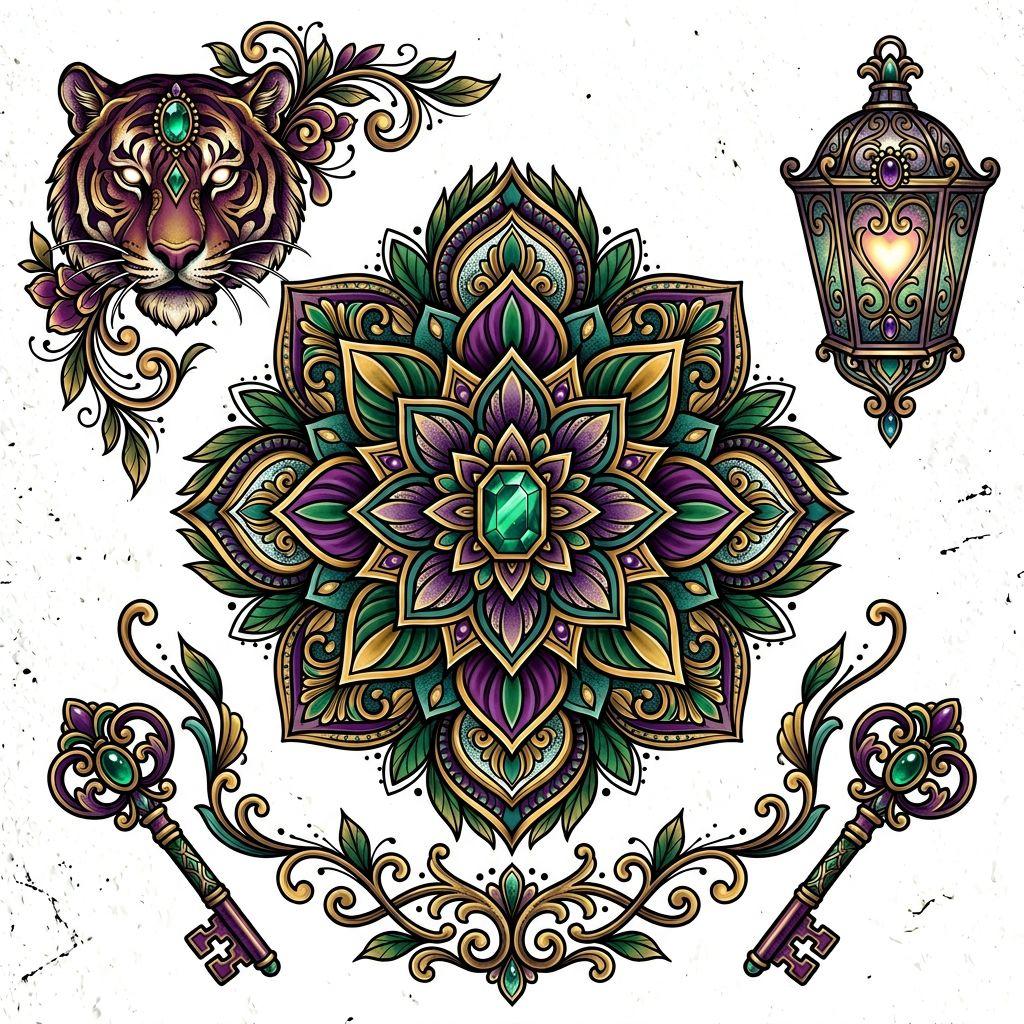 idée tatouage mandala mandala néo-traditionnel