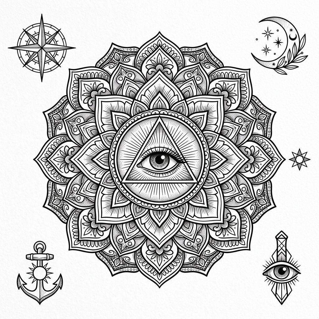 idée tatouage mandala mandala et œil