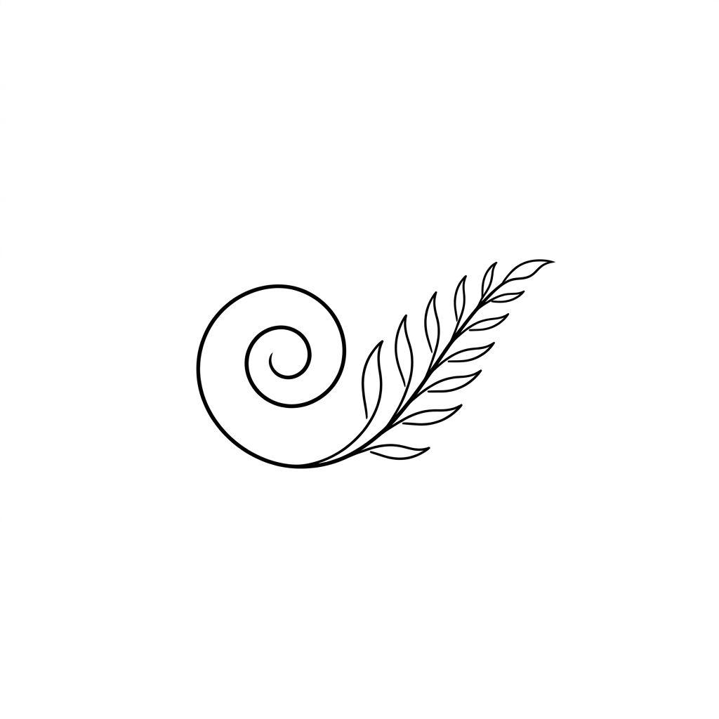 idée tatouage maori koru spirale fougère, design sur fond blanc