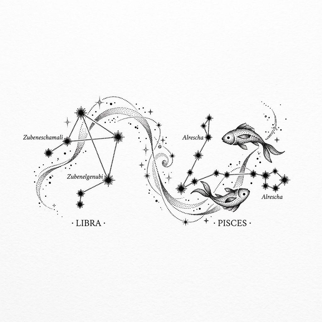 idée tatouage mariage constellation noces dotwork